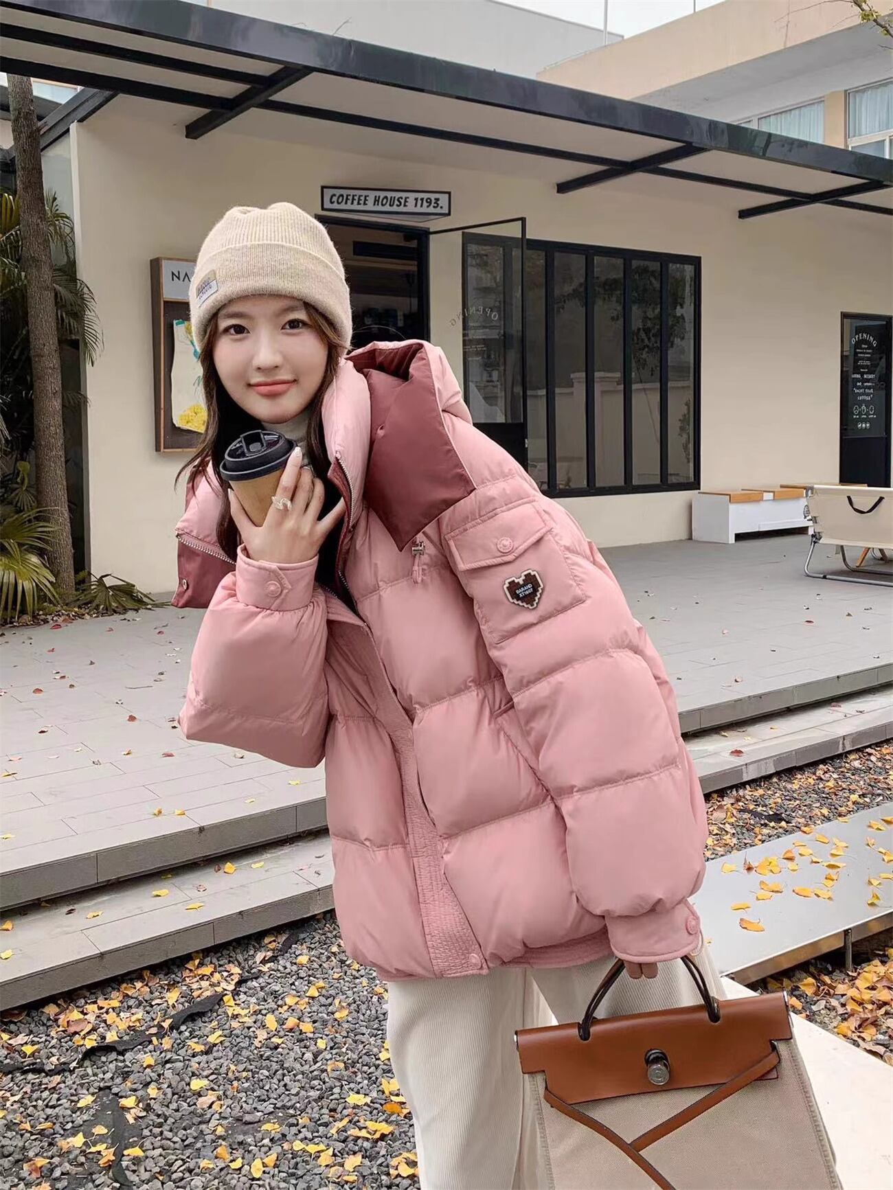 好感度UPファッション 3色選択 スタイルアップ フード付きジッパーコート E-10023