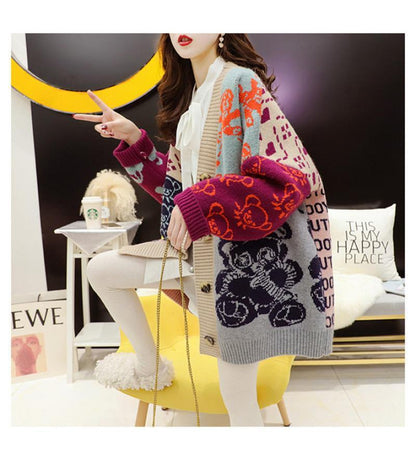 ルーズレイジースタイル漫画セーターカーディガントE-5021