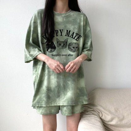 超人気 着心地良い どんな体型にも適合 カジュアル 全5色 半袖 Tシャツ ショートパンツ セットアップ E-9268