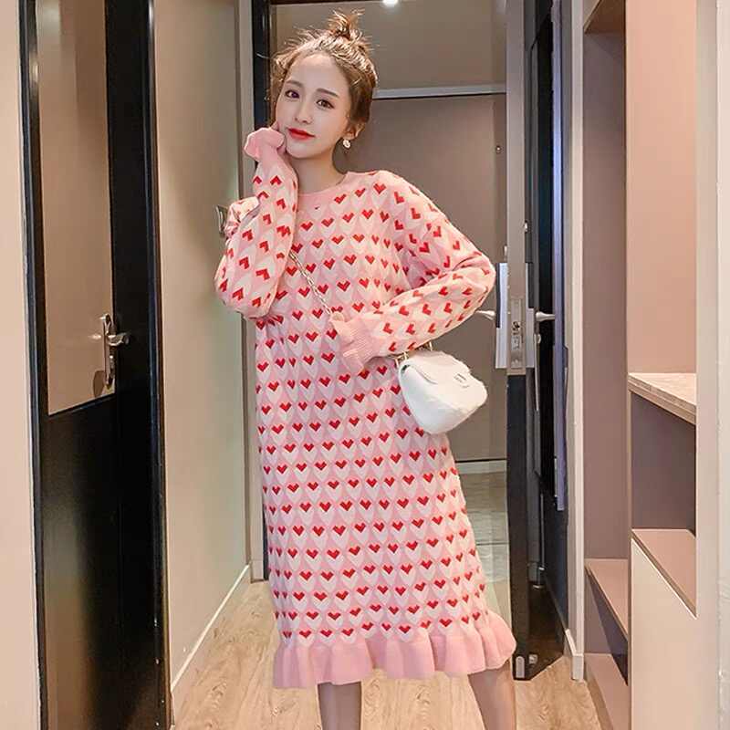 流行新作 美人度アップ 目を奪われる 2色選択可 ニットワンピース E-9509