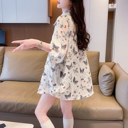 超人気 オシャレ 都市ファッショ デザイン 総柄 日焼け対策 全2色 シャツ E-9148