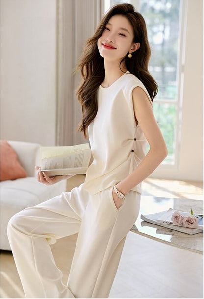 絶対欲しい カジュアル 上品 シンプル エレガント トップス＋パンツ E-8340