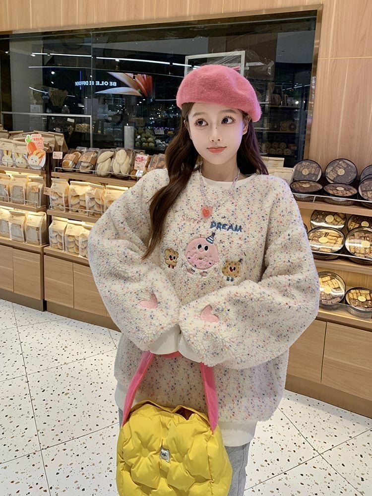 絶対欲しい刺?ロゴもこもこボアスウェット全2色E-4548