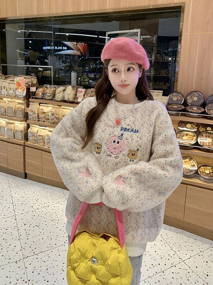 絶対欲しい刺?ロゴもこもこボアスウェット全2色E-4548