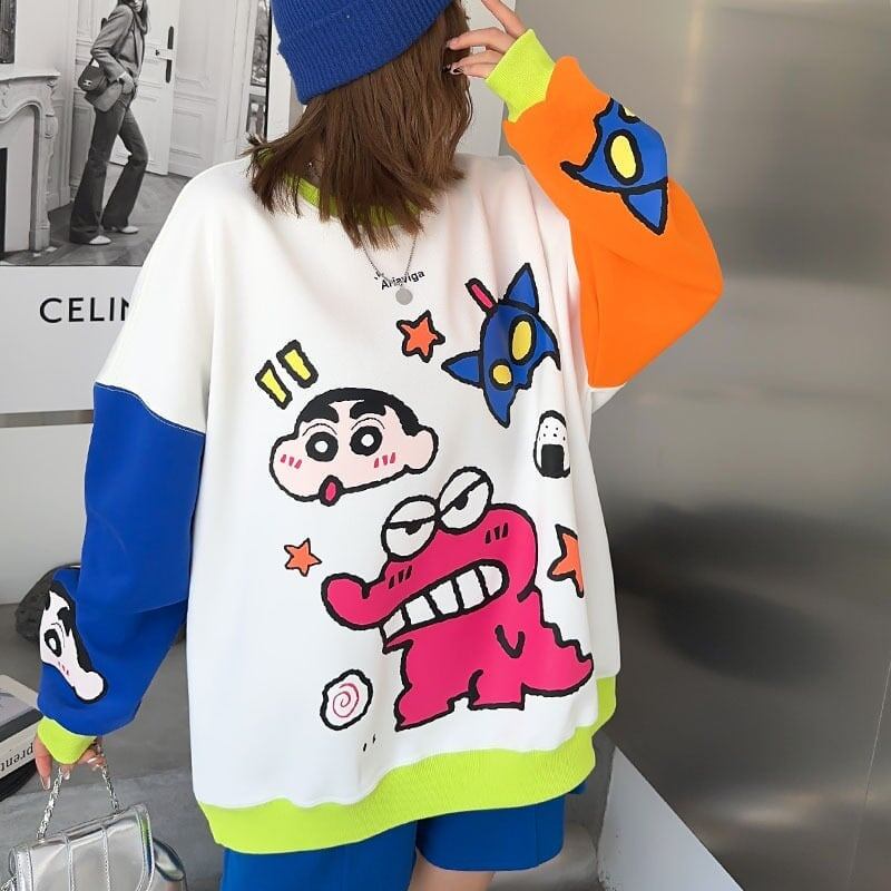 【半額！期間限定！！】主役級  プリントオーバーサイズ カラーマッチングスウェットE-4103