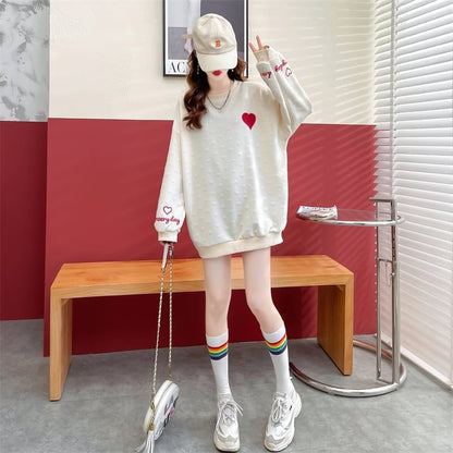 定番シンプル アルファベット刺 ハートマーク 三色 スウェットE-3996