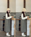 期間限定 ストライプ柄 カジュアル デザインも可愛く 細見えする 2色選択ノースリーブ ワンピースE-9318