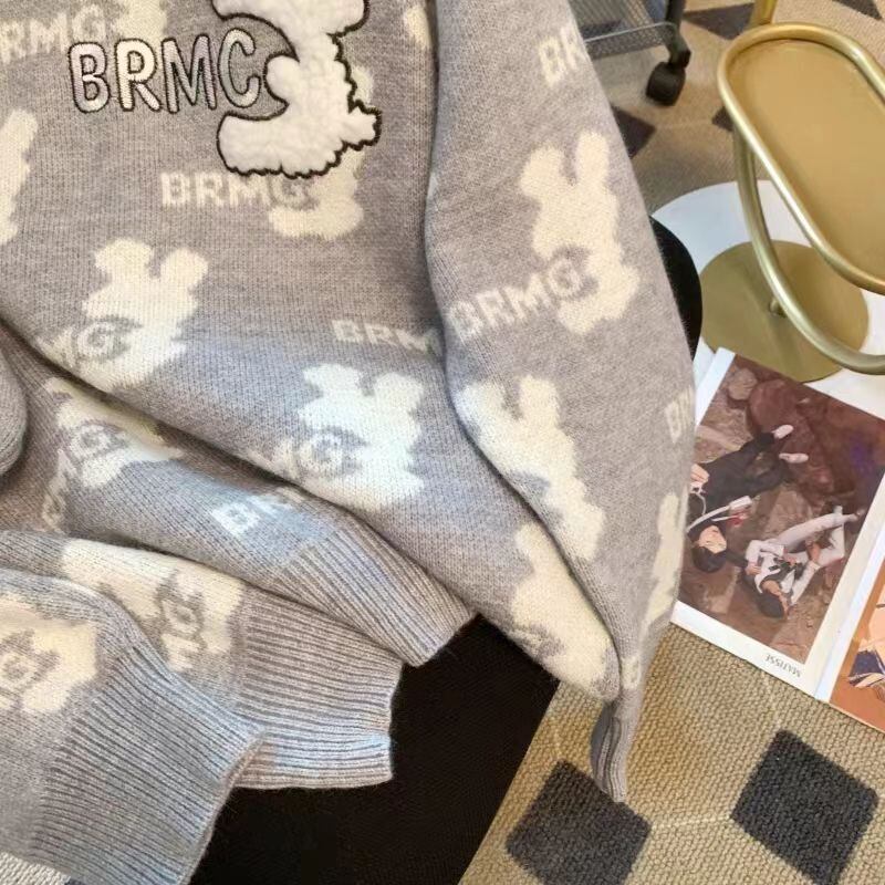 個性的なデザイン トレンドアイテム 2色選択 ニットセーター E-12187