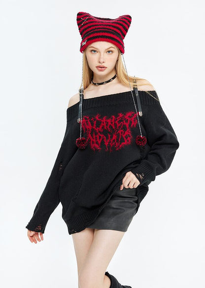 人気上昇中 ファッション感満々 高見えデザイン 全2色 オフショル風 ニットトップスE-9599