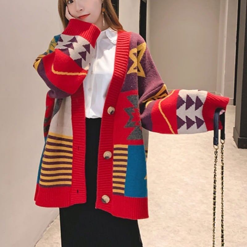 好感度UP   ゆったりとした怠惰なセーターコートE-5174