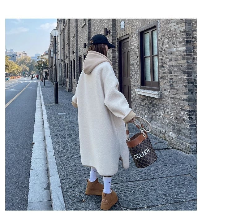 着回し力抜群 暖かい服,ゆったりとしたアウターウェア カジュアル フェイク ラムウール ロング コート E-9983