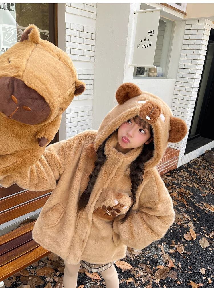 絶対欲しい 個性的なデザイン 大人可愛い 上質 ぬいぐるみのパーカートップス E-9889