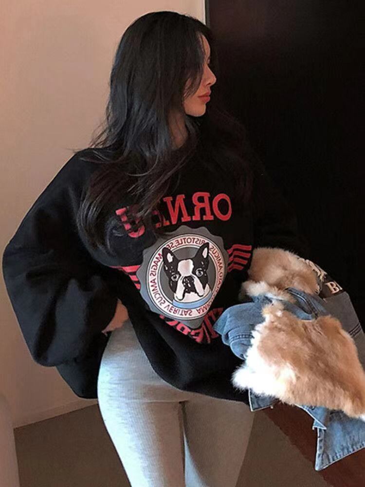 【裏起毛あり】優しい雰囲気 キュート ファッション カジュアル 2色 スウェットE-10175