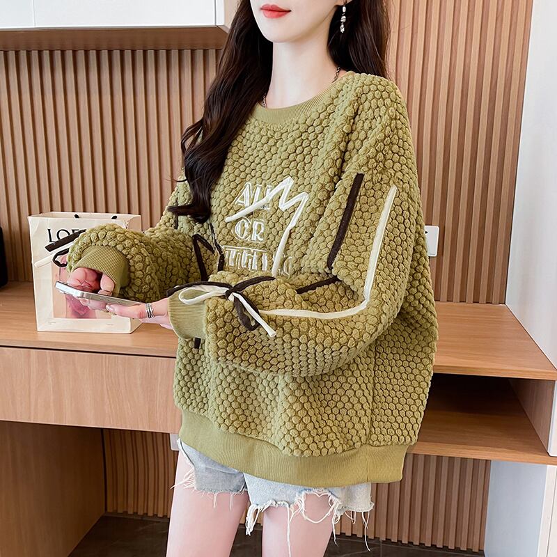 ファッション ラウンドネック キュート 長袖 スウェットE-9828