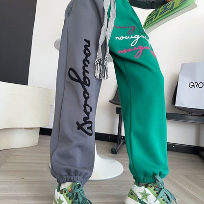 着?せ刺?ロゴ裏起毛ジョガーパンツ全3色E-4491