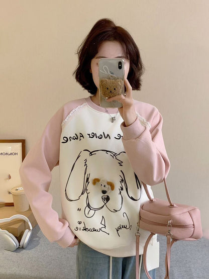 高見えデザイン 3色 プラスベルベット スウェットE-10277