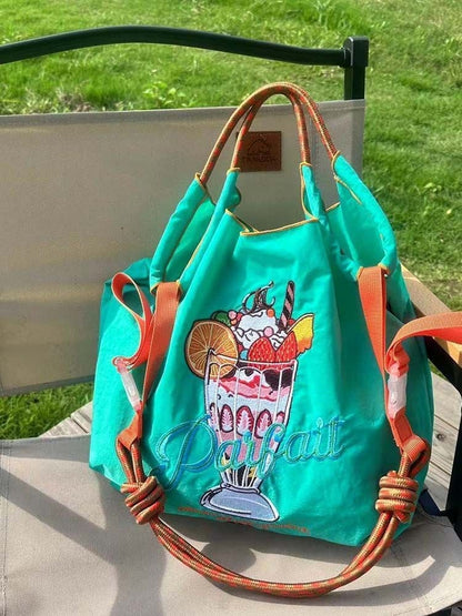 新作アイスクリームデザイン刺?ロゴ  ショッピングバッグ エコバッグE-4479