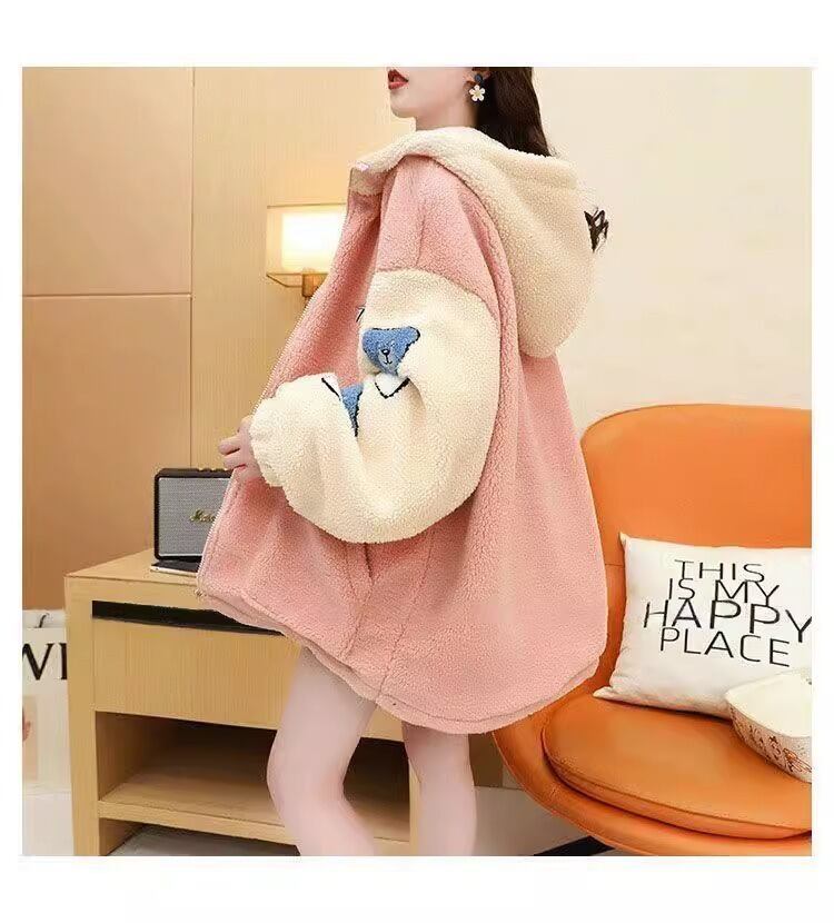 売り切れ必至 カジュアル 快適トップス 刺繍 切り替え 2色選択 ラムフリース コート ボアジャケットE-9766