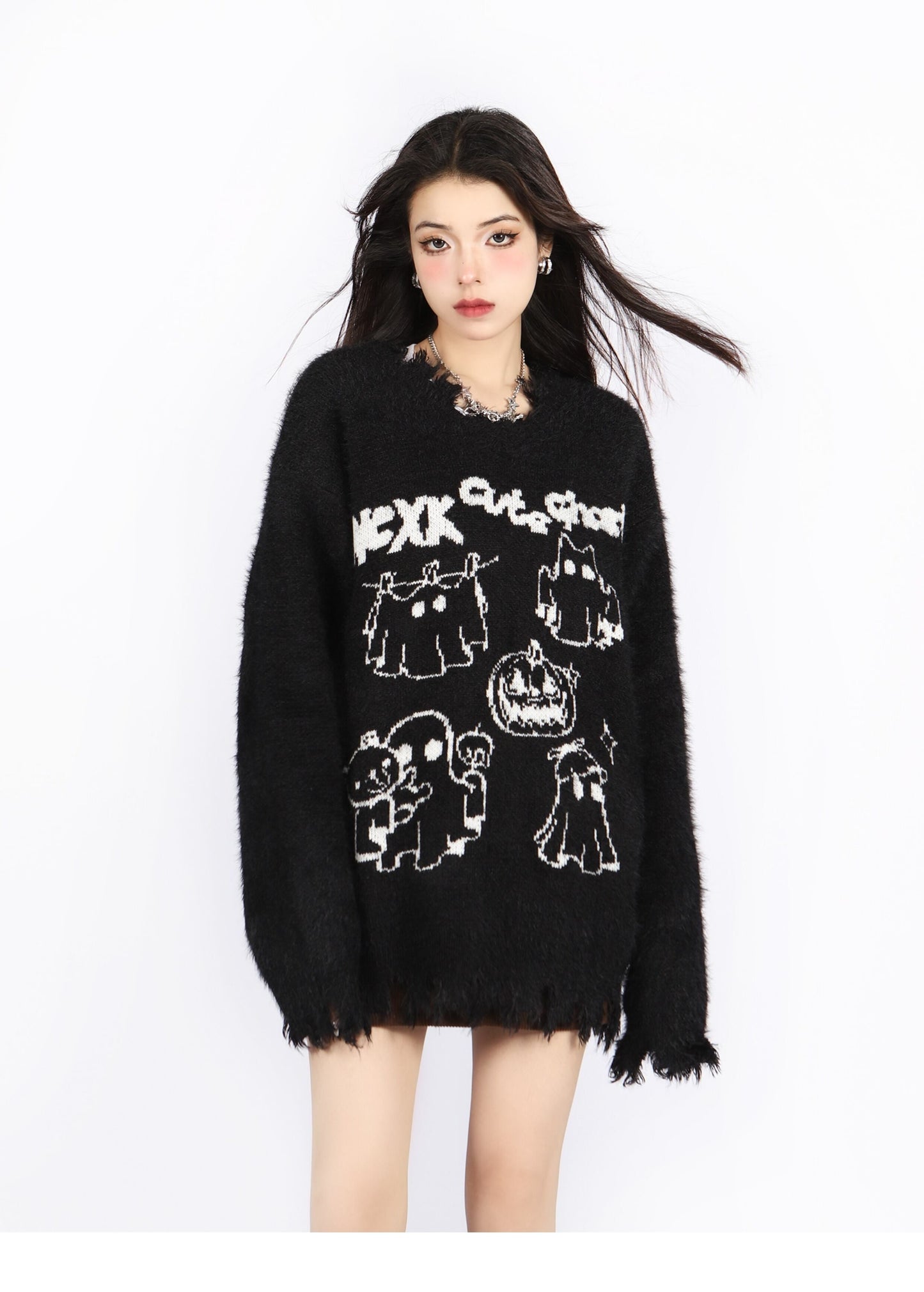 今季も大流行大人可愛い カジュアル スタイルアップ 2色選択ニットトップスE-10621