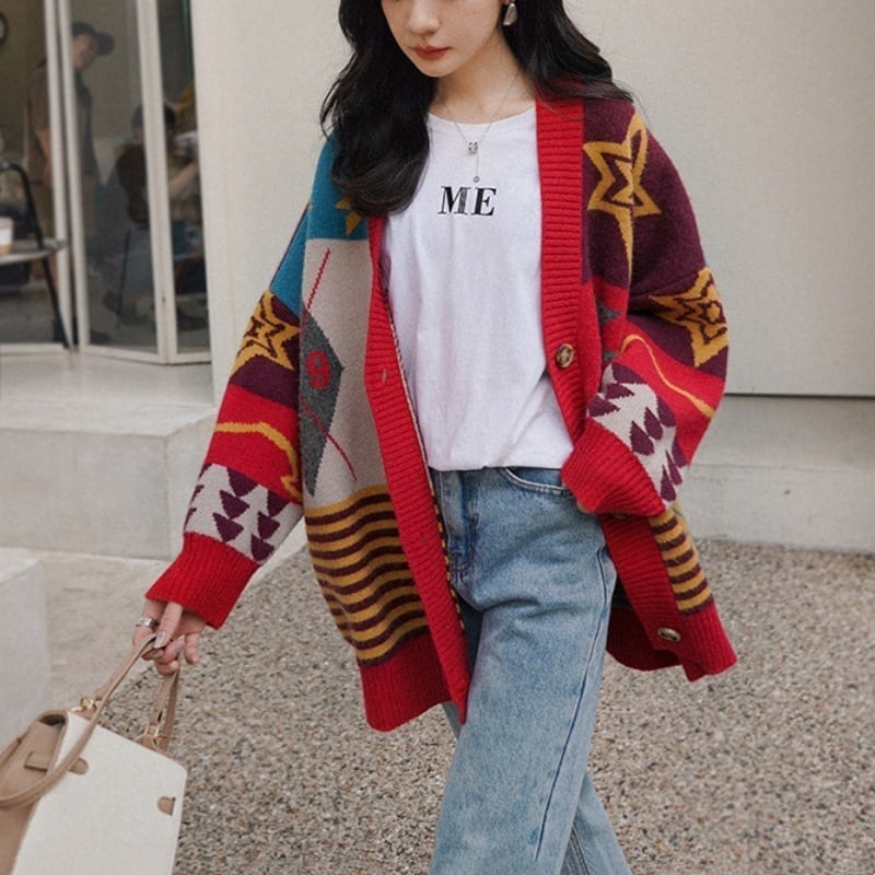 好感度UP   ゆったりとした怠惰なセーターコートE-5174