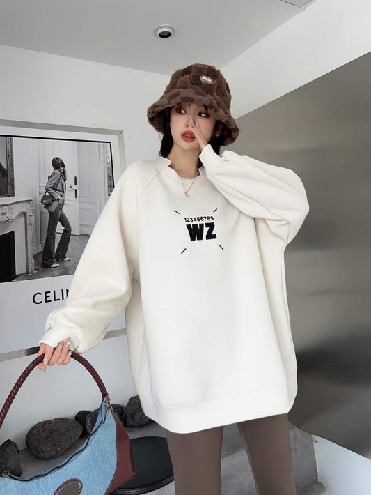 大人の定番刺?ロゴ厚手ラグランスウェット全6色E-4419