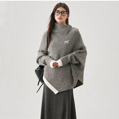 新商品 都市ファッショ おすすめ オシャレ デザイン 不規則 イレギュラー 2色選択 ニットトップスE-9917