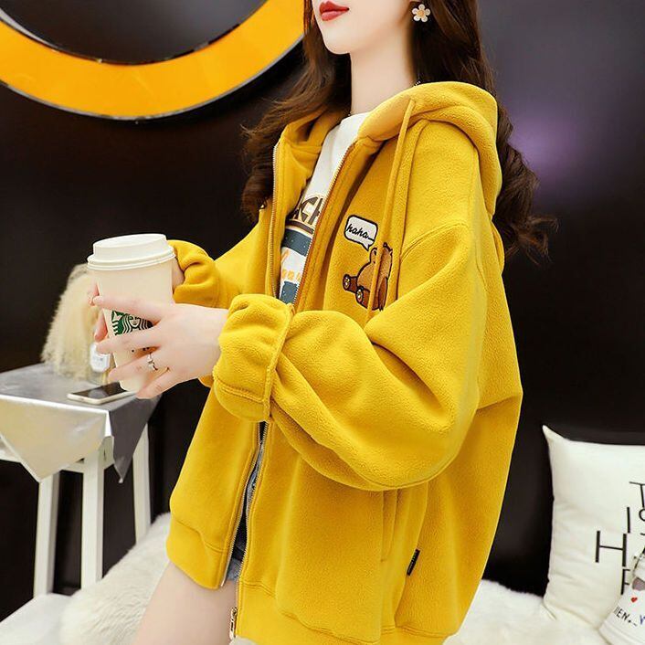 超人気 キュート 快適トップス カジュアル 刺繍 2色選択 フリース コート ボアジャケットE-9807