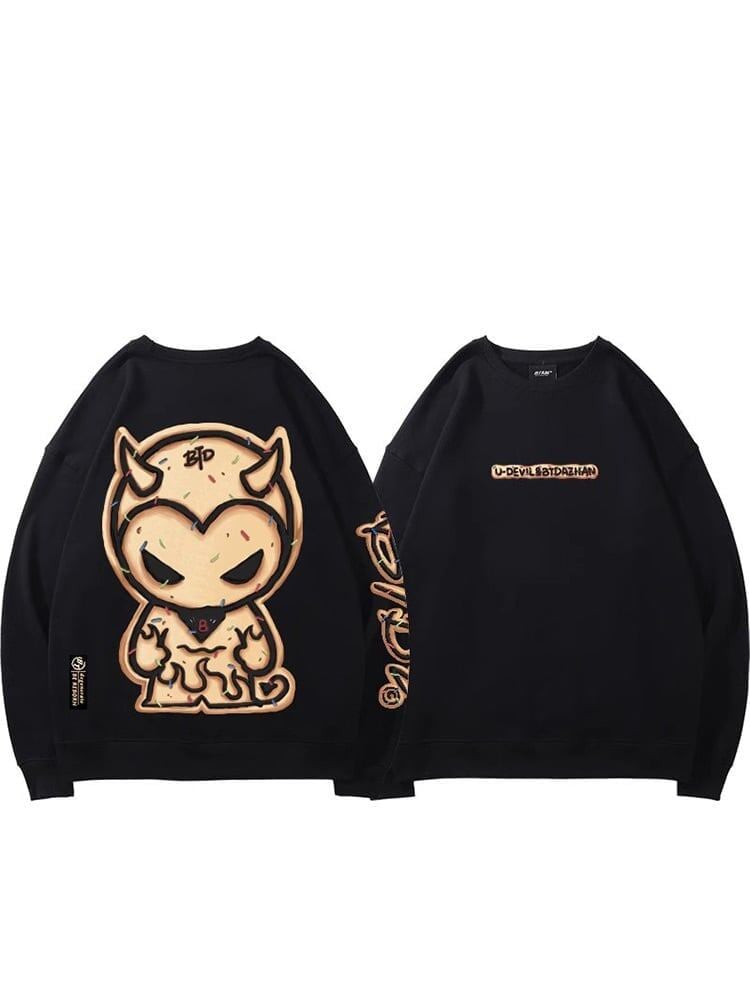 主役級グラフィックプリントユニセックスオーバーサイズスウェット三色ありE-4198