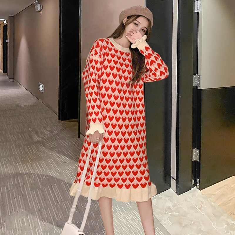 流行新作 美人度アップ 目を奪われる 2色選択可 ニットワンピース E-9509