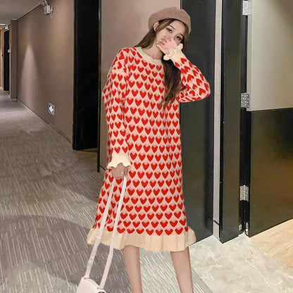 流行新作 美人度アップ 目を奪われる 2色選択可 ニットワンピース E-9509