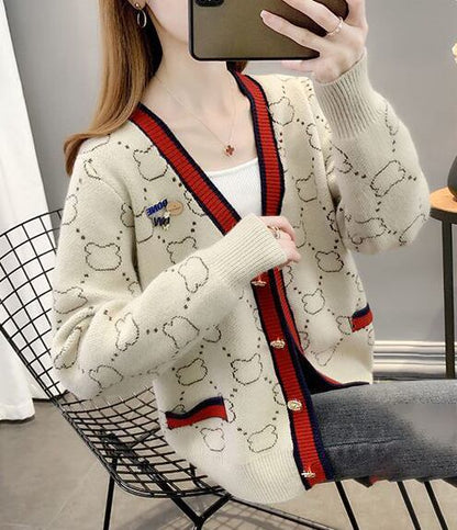 都市ファッショ デザイン オシャレ 上質 切り替え 4色選択 ニットトップスE-9666