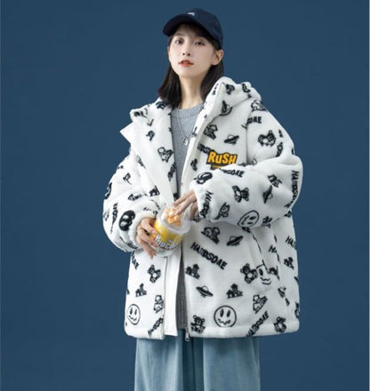 超人気 シンプル 海外トレンド ラムウールコート Etand ネック/フード付き E-5633