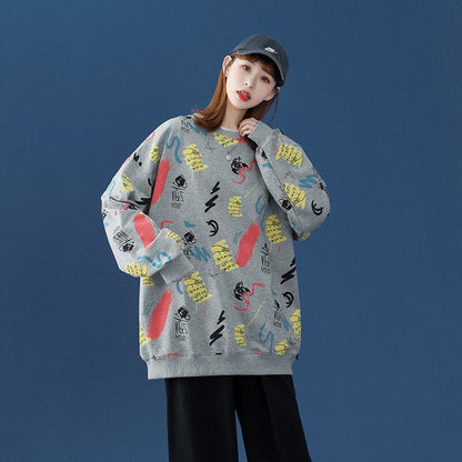 好感度UP カジュアル 定番シンプル プリント 4色選択 スウェットE-10846