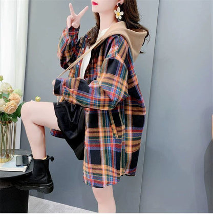 売り切れ必至 カジュアル スタイルアップ効果抜群 チェック柄 2色選択 シャツ E-9711