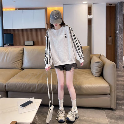 超人気 スウィート ファッション感満々 刺繍 切り替え 3色選択 スウェットE-9294