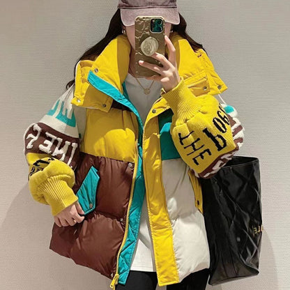 気質アップ 切り替え ファッション感満々 2色選択 ダウンジャケットE-10588