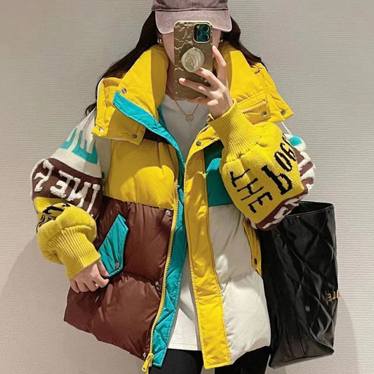 気質アップ 切り替え ファッション感満々 2色選択 ダウンジャケットE-10588