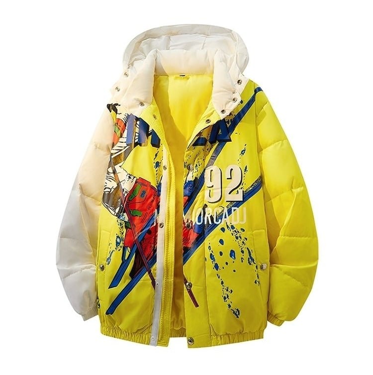 おすすめ 冬服 防寒 暖かい  撥水加工 3色展開 男女兼用 フード付きダウンジャケットE-12896