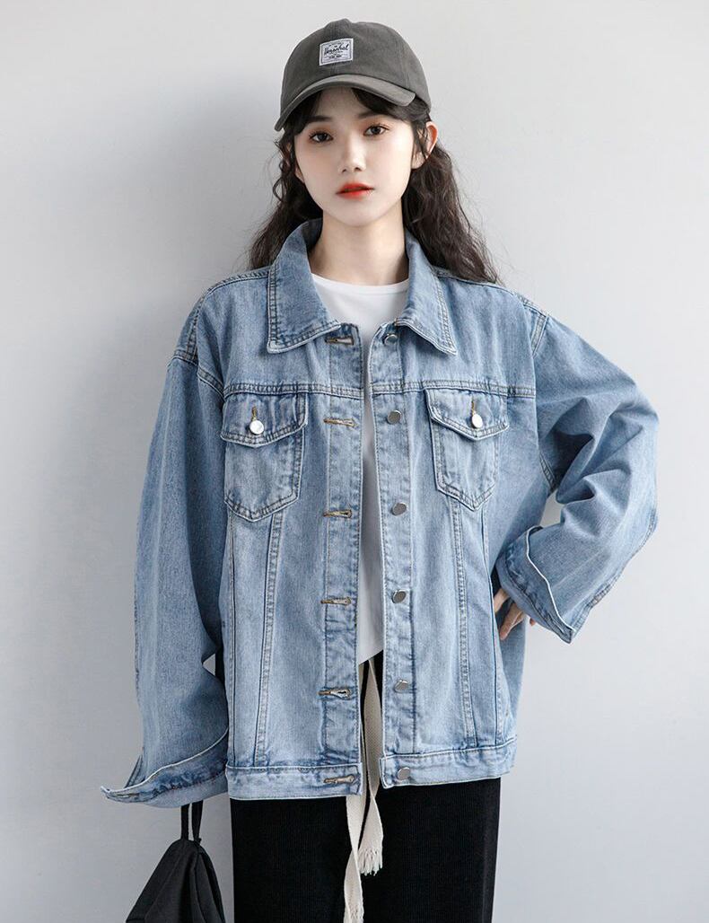 絶対流行 着心地良い デザイン性抜群 デニムジャケットゆったりコートE-9299