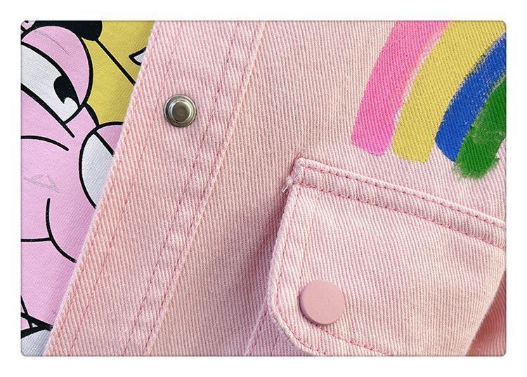 売り切れ必至 韓国風ファッション 上質 アバンギャルド プリント デニム Tシャツ E-9479