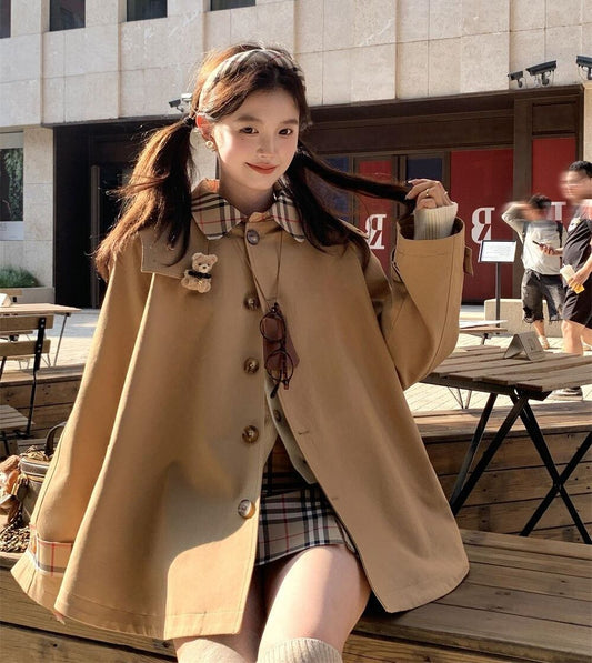 絶対欲しい おしゃれ度高め 上品 切り替え オーバーコート+スカートセットE-9518