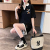定番シンプル カジュアル  切り替え 半袖Ｔシャツⅹパンツセット全3色 <ins-8267>