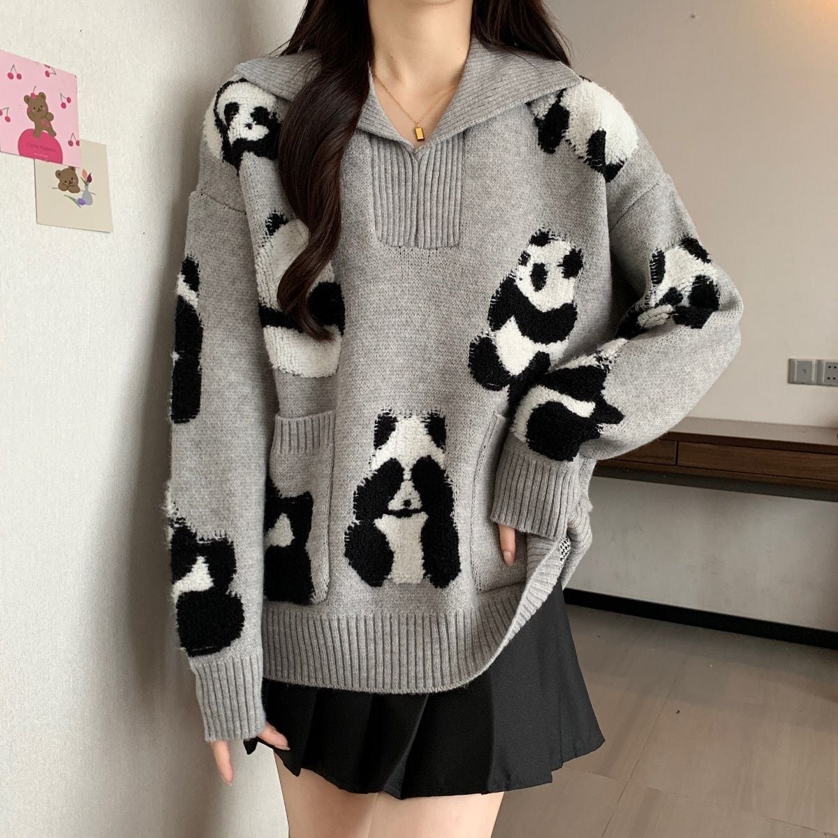 都市ファッショ デザイン オシャレ 海外トレンド 柔らかくて優しい印象 ニットトップスE-9630