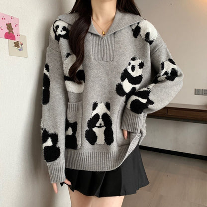 都市ファッショ デザイン オシャレ 海外トレンド 柔らかくて優しい印象 ニットトップスE-9630