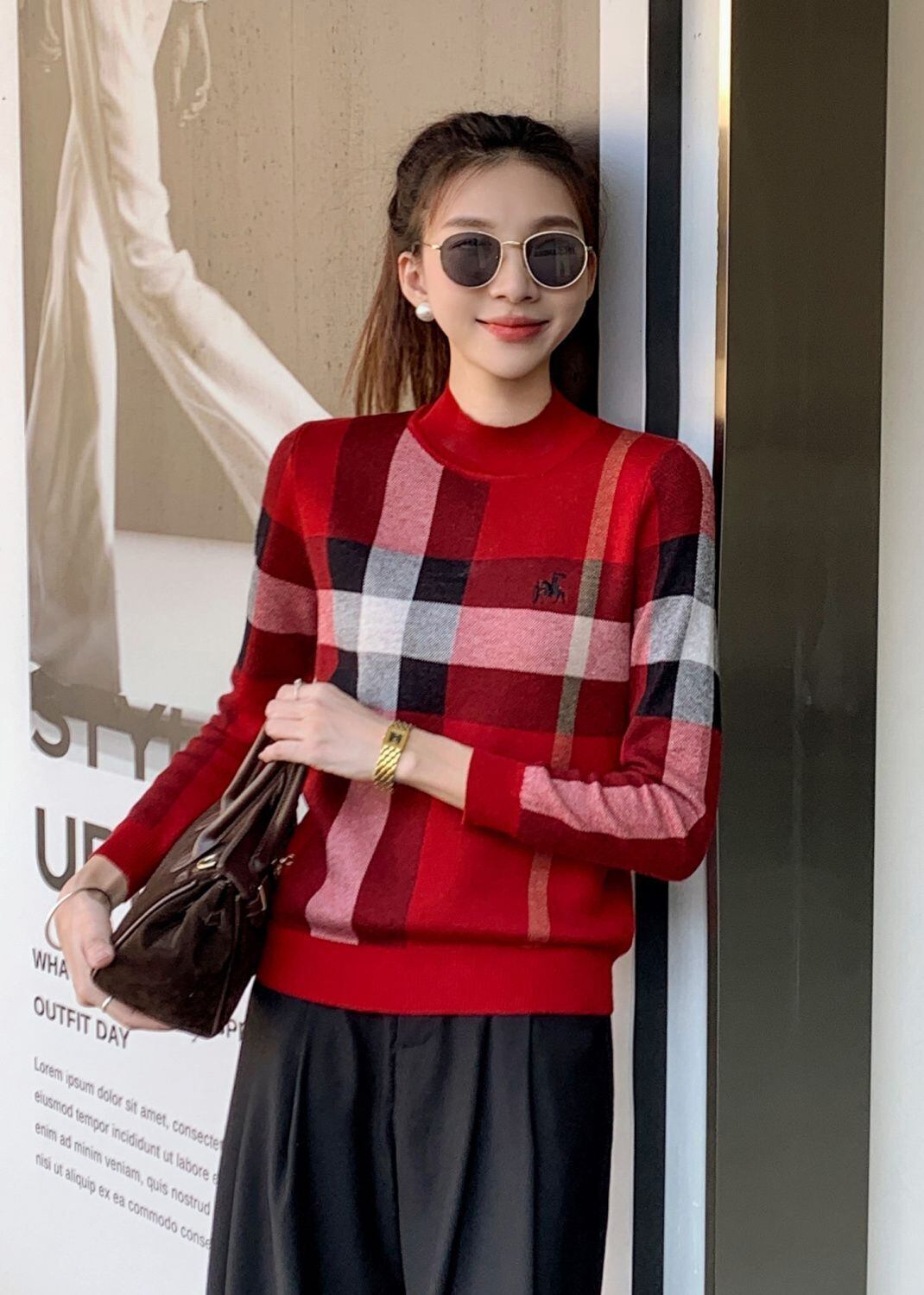 スタイルアップ 海外トレンド 形が綺麗 2色選択 ニットトップスE-9797