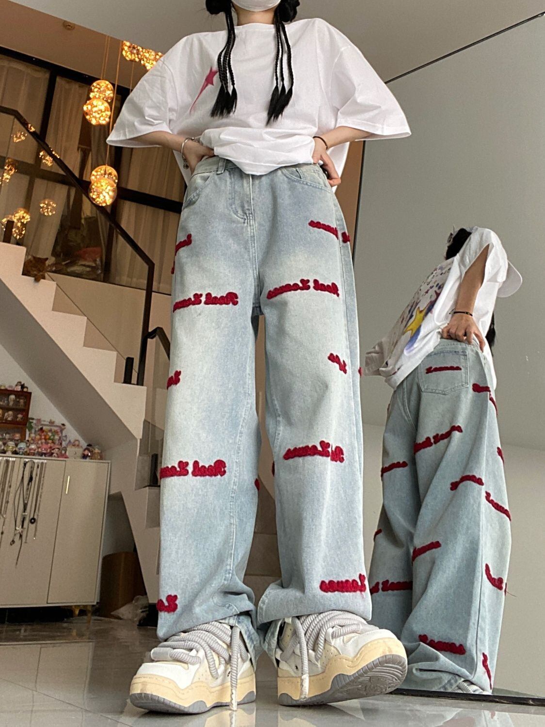 新商品 ファッション感満々 売り切れ必至 着回し力抜群 デニム ワイドパンツE-9819