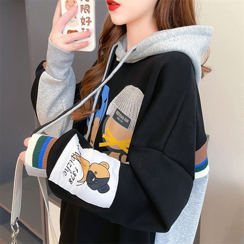 人気上昇中 個性派 スタイルアップ効果抜群 カジュアル 切り替え 2色選択 パーカーE-9595