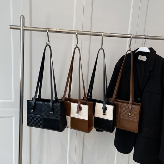 オシャレ感たっぷり 高級感溢れる 配色 ショルダーバッグ<ins-3784>