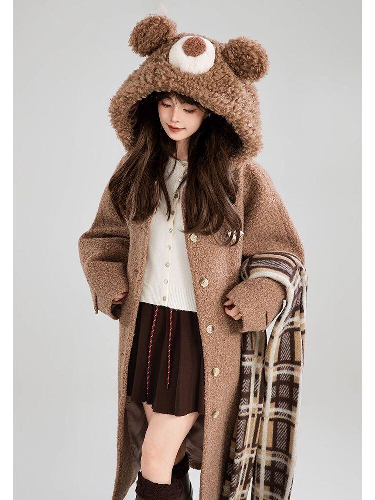 超人気 絶対流行 高級感溢れる 大人可愛い デザイン性抜群 ロングウールコートE-9948