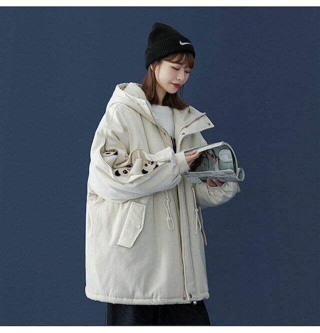 ユニセックス暖かいパンダプリントダウンジャケット  3色 E-5760